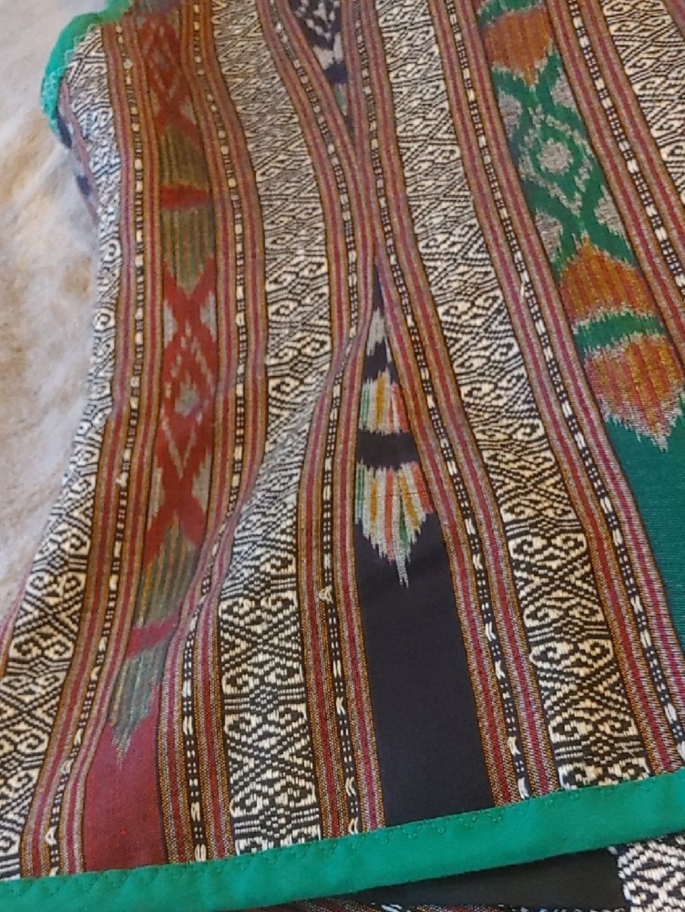 Boho Woven Patchwork Vest with Teal Trim - Picture 13 of 14